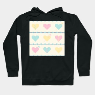 Cross stitch pastel hearts Hoodie